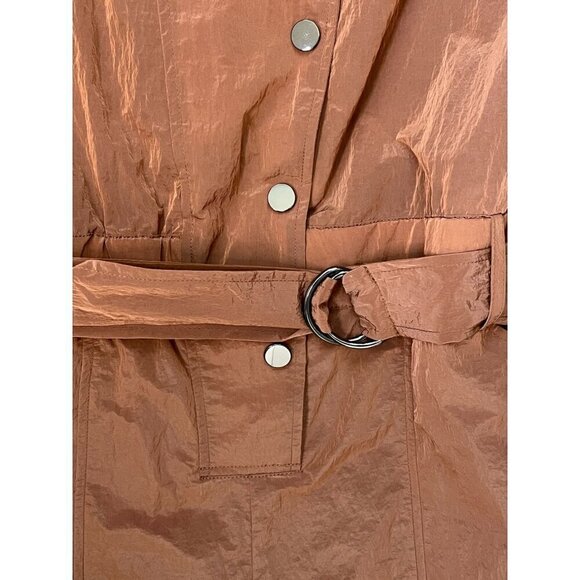 Varley Belted Crinkled Nylon Playsuit Romper Jumpsuit Brown Shimmer NWT $188 - Picture 9 of 12